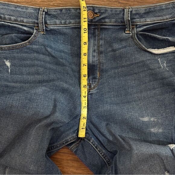 Maurices Medium Wash High Rise Patch Ripped Skinny Cropped Jeans XL - Picture 8 of 11